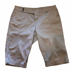 Venezia Womens Size 24 Beige Stretch Flat Front Pockets Casual Bermuda Shorts